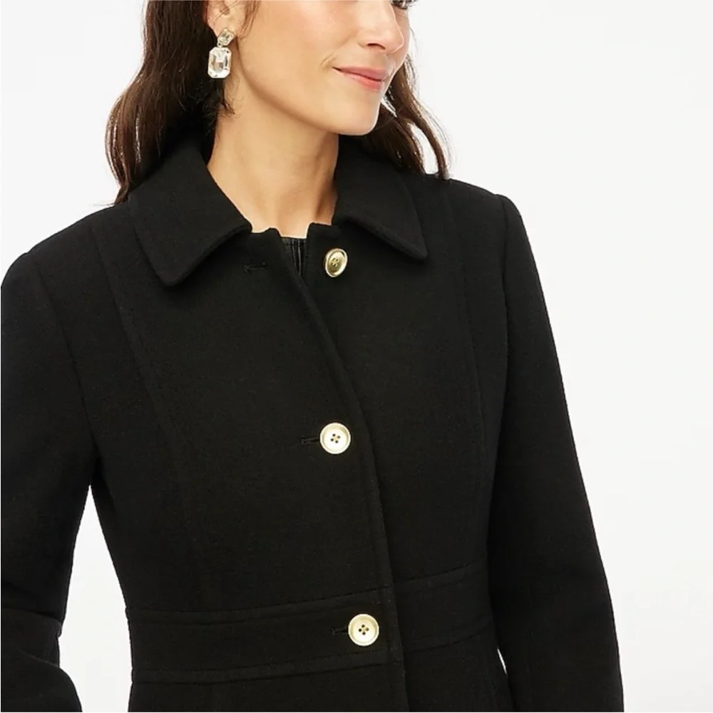 NWOT J. Crew Black Wool-blend lady day coat peacoat size 8 petite - Picture 2 of 7